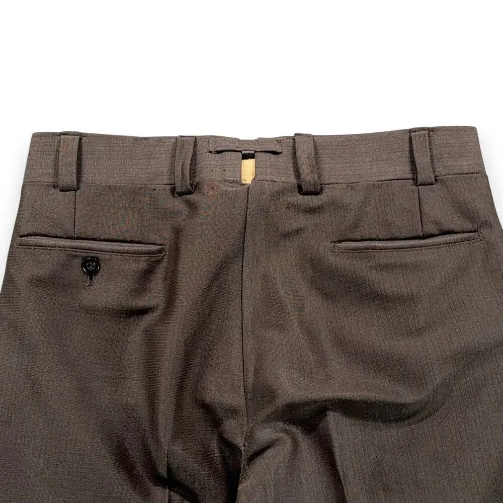 Vintage Meis Suit Mens 36 32x30 Pants Brown Flared Satin Lined 2pc Disco USA 70s